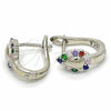 Argolla Huggie 02.332.0054.12 Plata Rodinada, Diseño de Gota, con Zirconia Cubica Multicolor, Pulido, Rodinado
