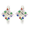 Argolla Huggie 02.332.0055.12 Plata Rodinada, con Zirconia Cubica Multicolor, Pulido, Rodinado