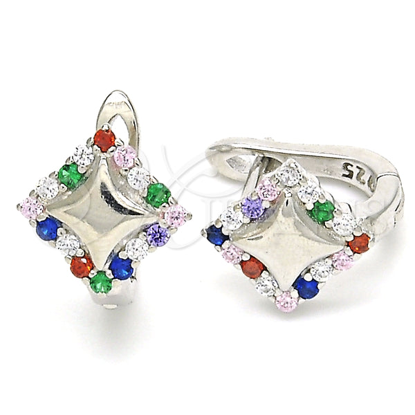 Argolla Huggie 02.332.0055.12 Plata Rodinada, con Zirconia Cubica Multicolor, Pulido, Rodinado