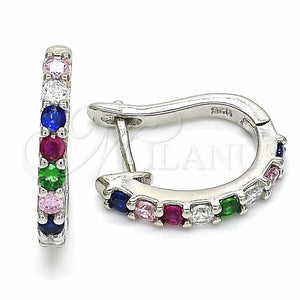Argolla Huggie 02.332.0059.15 Plata Rodinada, con Zirconia Cubica Multicolor, Pulido, Rodinado