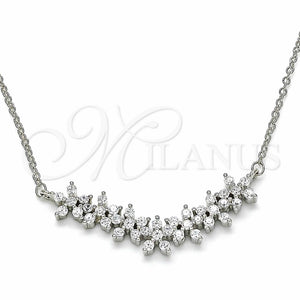 Collares con Dije 04.336.0128.16 Plata Rodinada, Diseño de Flor, con Zirconia Cubica Blanca, Pulido, Rodinado (Grosor 01 MM, 16 Pulgadas de Largo)
