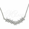 Collares con Dije 04.336.0128.16 Plata Rodinada, Diseño de Flor, con Zirconia Cubica Blanca, Pulido, Rodinado (Grosor 01 MM, 16 Pulgadas de Largo)