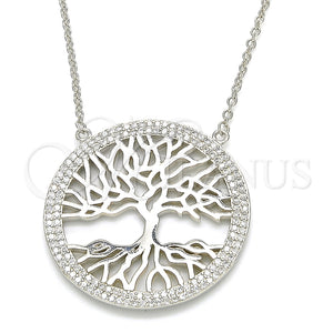 Collares con Dije 04.336.0133.16 Plata Rodinada, Diseño de Ãrbol, con Micro Pave Blanca, Pulido, Rodinado (Grosor 01 MM, 16 Pulgadas de Largo)