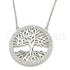 Collares con Dije 04.336.0133.16 Plata Rodinada, Diseño de Ãrbol, con Micro Pave Blanca, Pulido, Rodinado (Grosor 01 MM, 16 Pulgadas de Largo)