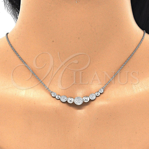 Collares con Dije 04.336.0135.16 Plata Rodinada, con Zirconia Cubica Blanca, Pulido, Rodinado (Grosor 01 MM, 16 Pulgadas de Largo)