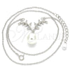 Collares con Dije 04.336.0136.16 Plata Rodinada, con Zirconia Cubica Blanca y Perla Marfil, Pulido, Rodinado (Grosor 01 MM, 16 Pulgadas de Largo)
