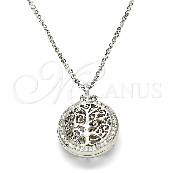 Collares con Dije 04.336.0137.16 Plata Rodinada, Diseño de Ãrbol, con Zirconia Cubica Blanca, Pulido, Rodinado (Grosor 01 MM, 16 Pulgadas de Largo)