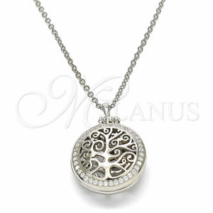 Collares con Dije 04.336.0137.16 Plata Rodinada, Diseño de Ãrbol, con Zirconia Cubica Blanca, Pulido, Rodinado (Grosor 01 MM, 16 Pulgadas de Largo)