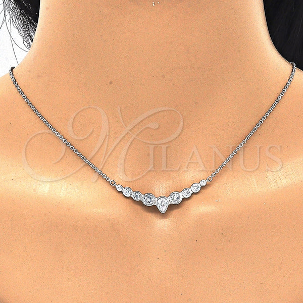 Collares con Dije 04.336.0139.16 Plata Rodinada, Diseño de Gota, con Zirconia Cubica Blanca, Pulido, Rodinado (Grosor 01 MM, 16 Pulgadas de Largo)