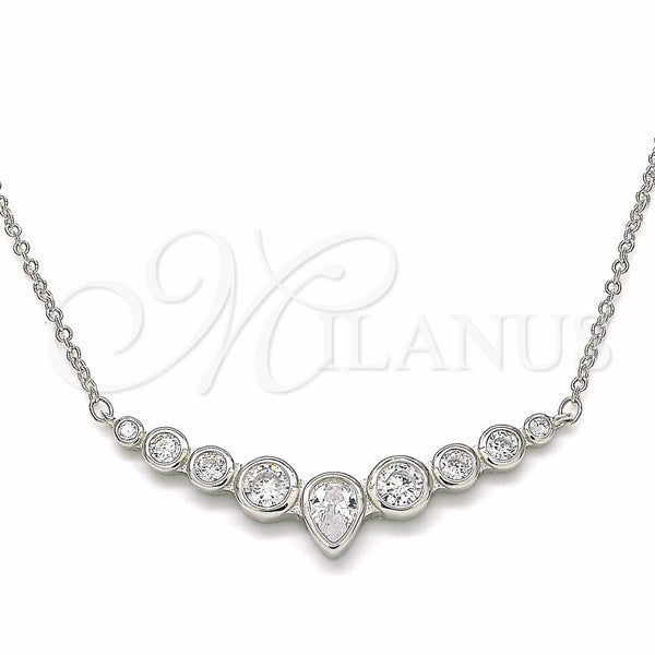Collares con Dije 04.336.0139.16 Plata Rodinada, Diseño de Gota, con Zirconia Cubica Blanca, Pulido, Rodinado (Grosor 01 MM, 16 Pulgadas de Largo)