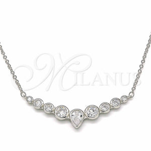 Collares con Dije 04.336.0139.16 Plata Rodinada, Diseño de Gota, con Zirconia Cubica Blanca, Pulido, Rodinado (Grosor 01 MM, 16 Pulgadas de Largo)