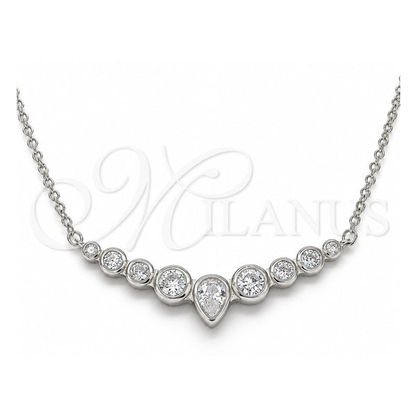 Collares con Dije 04.336.0139.16 Plata Rodinada, Diseño de Gota, con Zirconia Cubica Blanca, Pulido, Rodinado (Grosor 01 MM, 16 Pulgadas de Largo)