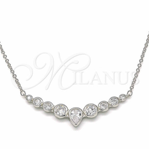 Collares con Dije 04.336.0139.16 Plata Rodinada, Diseño de Gota, con Zirconia Cubica Blanca, Pulido, Rodinado (Grosor 01 MM, 16 Pulgadas de Largo)