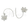 Arete Colgante 02.366.0001 Plata Rodinada, Diseño de Flor, con Zirconia Cubica Blanca, Pulido, Rodinado