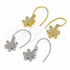 Arete Colgante 02.366.0001 Plata Rodinada, Diseño de Flor, con Zirconia Cubica Blanca, Pulido, Rodinado