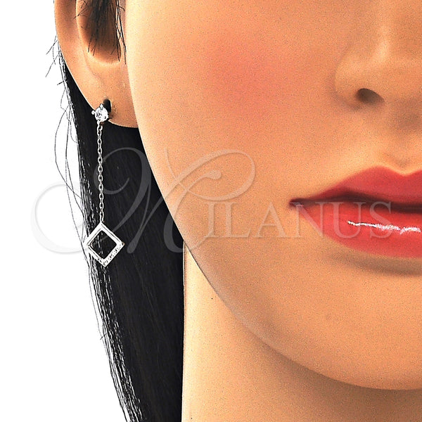 Arete Largo 02.366.0003 Plata Rodinada, con Zirconia Cubica Multicolor, Pulido, Rodinado
