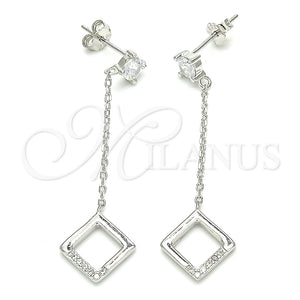 Arete Largo 02.366.0003 Plata Rodinada, con Zirconia Cubica Multicolor, Pulido, Rodinado