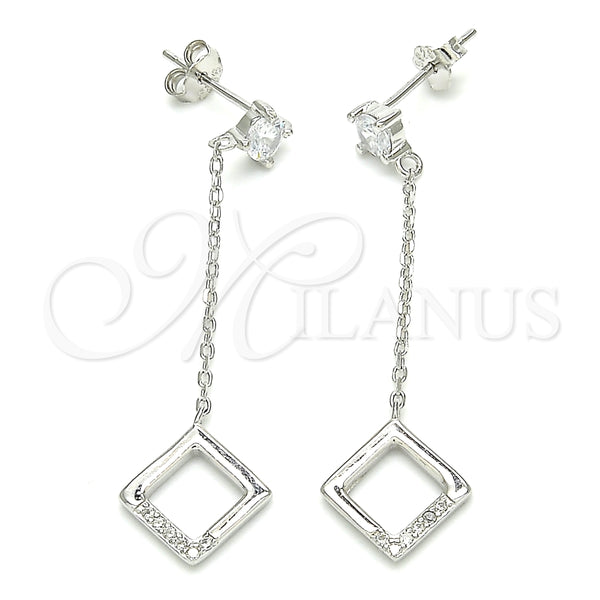 Arete Largo 02.366.0003 Plata Rodinada, con Zirconia Cubica Multicolor, Pulido, Rodinado
