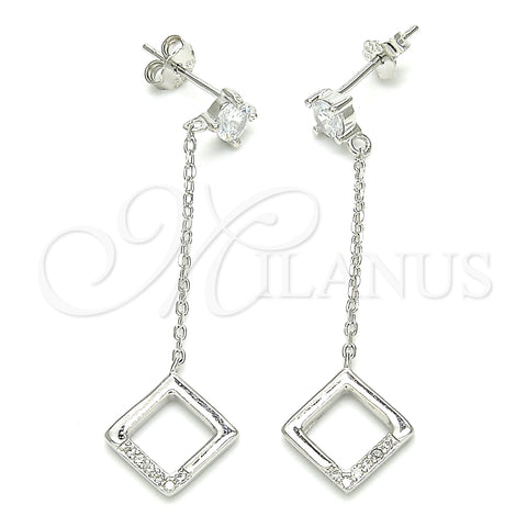 Arete Largo 02.366.0003 Plata Rodinada, con Zirconia Cubica Multicolor, Pulido, Rodinado