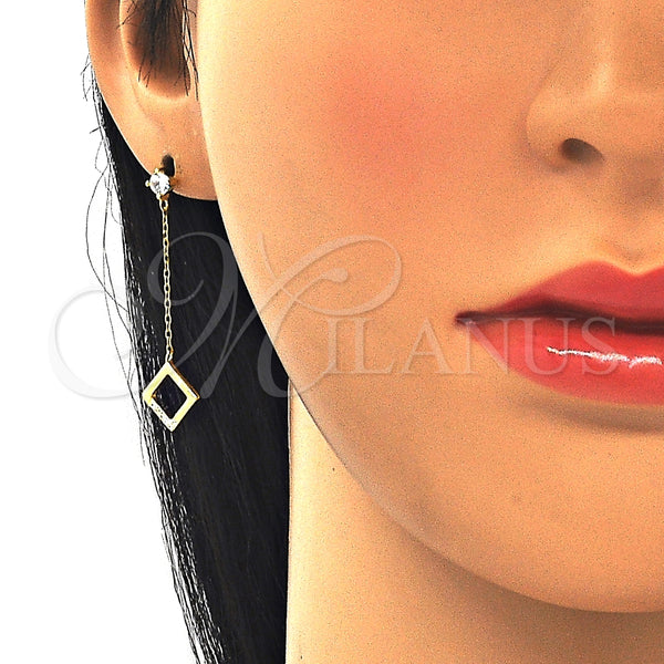 Arete Largo 02.366.0003.1 Plata Rodinada, con Zirconia Cubica Blanca, Pulido, Tono Dorado