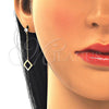 Arete Largo 02.366.0003.1 Plata Rodinada, con Zirconia Cubica Blanca, Pulido, Tono Dorado