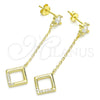 Arete Largo 02.366.0003.1 Plata Rodinada, con Zirconia Cubica Blanca, Pulido, Tono Dorado