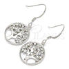 Arete Colgante 02.366.0006 Plata Rodinada, Diseño de Ãrbol, con Zirconia Cubica Blanca, Pulido, Rodinado