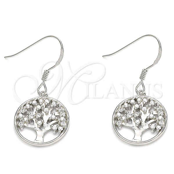 Arete Colgante 02.366.0006 Plata Rodinada, Diseño de Ãrbol, con Zirconia Cubica Blanca, Pulido, Rodinado