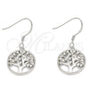 Arete Colgante 02.366.0006 Plata Rodinada, Diseño de Ãrbol, con Zirconia Cubica Blanca, Pulido, Rodinado