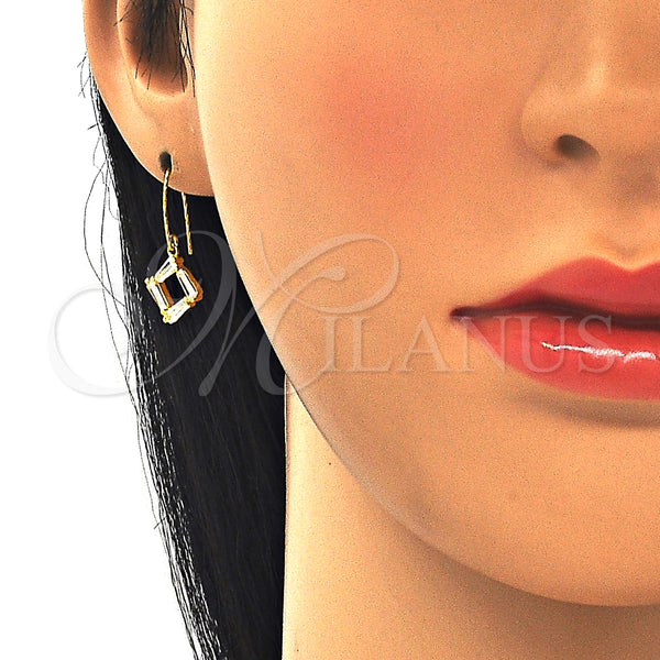 Arete Colgante 02.366.0007.1 Plata Rodinada, con Zirconia Cubica Blanca, Pulido, Tono Dorado