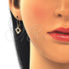Arete Colgante 02.366.0007.1 Plata Rodinada, con Zirconia Cubica Blanca, Pulido, Tono Dorado