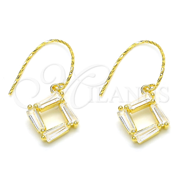 Arete Colgante 02.366.0007.1 Plata Rodinada, con Zirconia Cubica Blanca, Pulido, Tono Dorado