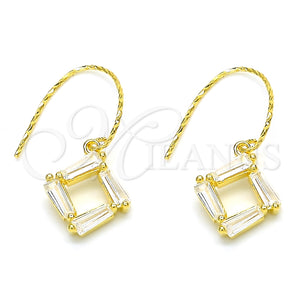 Arete Colgante 02.366.0007.1 Plata Rodinada, con Zirconia Cubica Blanca, Pulido, Tono Dorado