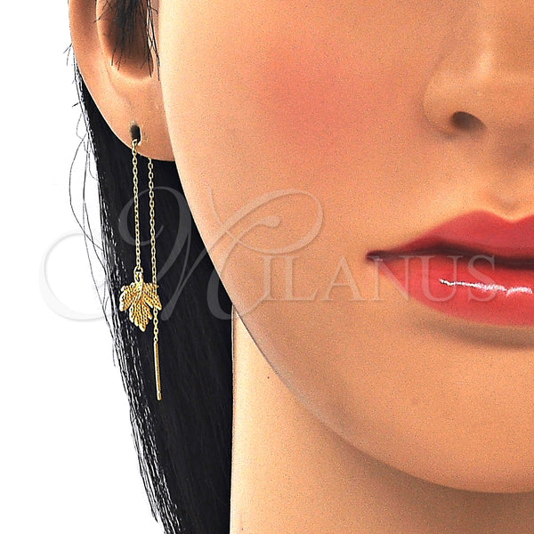 Arete Violador 02.366.0008.1 Plata Rodinada, Diseño de Oja, Pulido, Tono Dorado