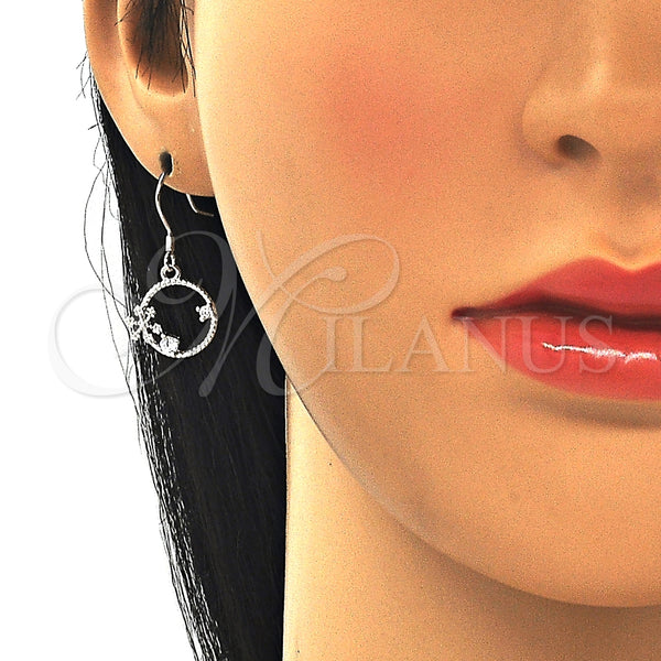 Arete Colgante 02.366.0013 Plata Rodinada, con Zirconia Cubica Blanca, Pulido, Rodinado