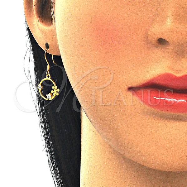 Arete Colgante 02.366.0013.1 Plata Rodinada, con Zirconia Cubica Blanca, Pulido, Tono Dorado