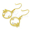 Arete Colgante 02.366.0013.1 Plata Rodinada, con Zirconia Cubica Blanca, Pulido, Tono Dorado