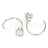 Arete Dormilona 02.366.0016 Plata Rodinada, Diseño de Flor, con Zirconia Cubica Blanca, Pulido, Rodinado