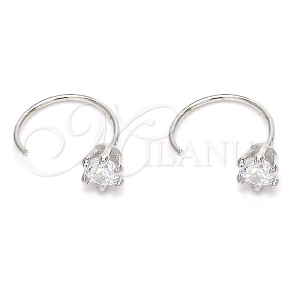 Arete Dormilona 02.366.0016 Plata Rodinada, Diseño de Flor, con Zirconia Cubica Blanca, Pulido, Rodinado