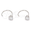 Arete Dormilona 02.366.0016 Plata Rodinada, Diseño de Flor, con Zirconia Cubica Blanca, Pulido, Rodinado