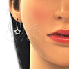 Arete Colgante 02.366.0017 Plata Rodinada, Diseño de Estrella, con Zirconia Cubica Blanca, Pulido, Rodinado