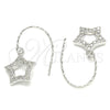 Arete Colgante 02.366.0017 Plata Rodinada, Diseño de Estrella, con Zirconia Cubica Blanca, Pulido, Rodinado