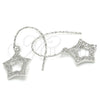 Arete Colgante 02.366.0017 Plata Rodinada, Diseño de Estrella, con Zirconia Cubica Blanca, Pulido, Rodinado