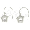Arete Colgante 02.366.0017 Plata Rodinada, Diseño de Estrella, con Zirconia Cubica Blanca, Pulido, Rodinado