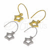 Arete Colgante 02.366.0017 Plata Rodinada, Diseño de Estrella, con Zirconia Cubica Blanca, Pulido, Rodinado