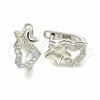 Argolla Huggie 02.186.0181.10 Plata Rodinada, Diseño de Estrella y Corazón, con Zirconia Cubica Blanca, Pulido, Rodinado