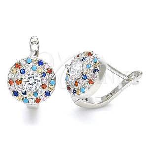 Argolla Huggie 02.186.0183.12 Plata Rodinada, con Zirconia Cubica Multicolor, Pulido, Rodinado