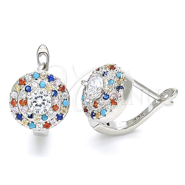 Argolla Huggie 02.186.0183.12 Plata Rodinada, con Zirconia Cubica Multicolor, Pulido, Rodinado
