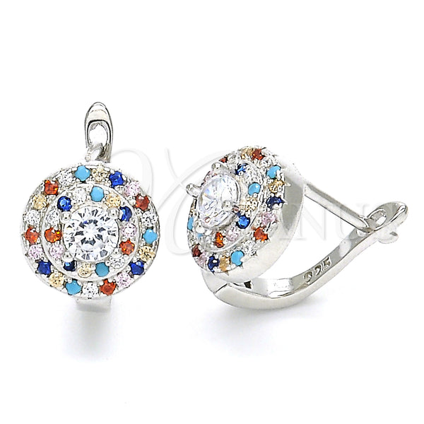 Argolla Huggie 02.186.0183.12 Plata Rodinada, con Multicolor Zirconia Cubica, Pulido, Rodinado