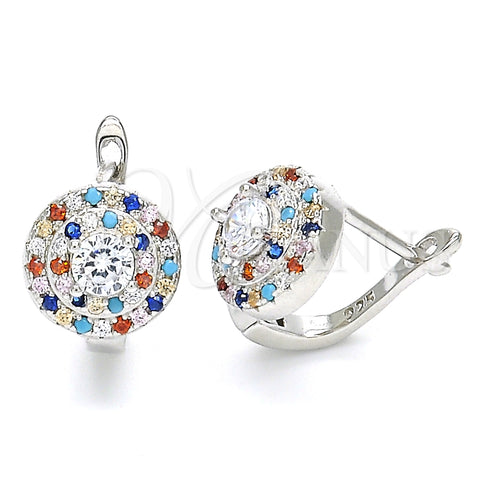 Argolla Huggie 02.186.0183.12 Plata Rodinada, con Zirconia Cubica Multicolor, Pulido, Rodinado